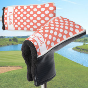Couvre-club De Golf Housse de tête de golf à pois orange personnalisée