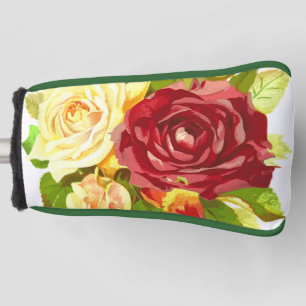Couvre-club De Golf Housse de tête de golf florale artistique Roses Ja