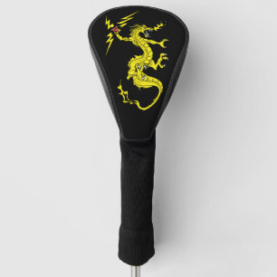 Couvre-club De Golf Housse de tête de golf noir design Dragon
