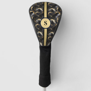 Couvre-club De Golf Housse de tête de golf noir doré décorative marbré