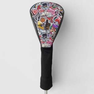 Couvre-club De Golf Housse de tête de golf rétro sticker bomb College