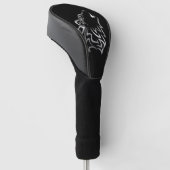 Couvre-club De Golf Howling Wolf Tribal | Noir et argent (Incliné)
