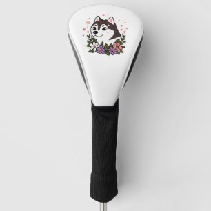 Couvre-club De Golf Husky Flowers Amoureux des chiens Malamute