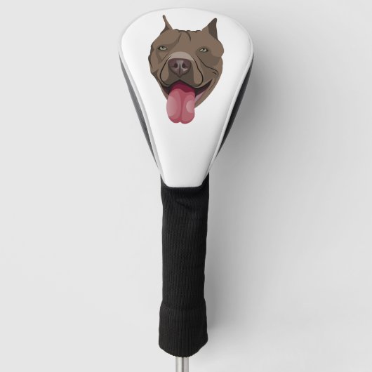 Couvre-club De Golf Illustration Chien souriant Pitbull (Devant)