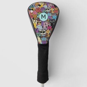 Couvre-club De Golf Illustration de chats amusants Monogrammes personn