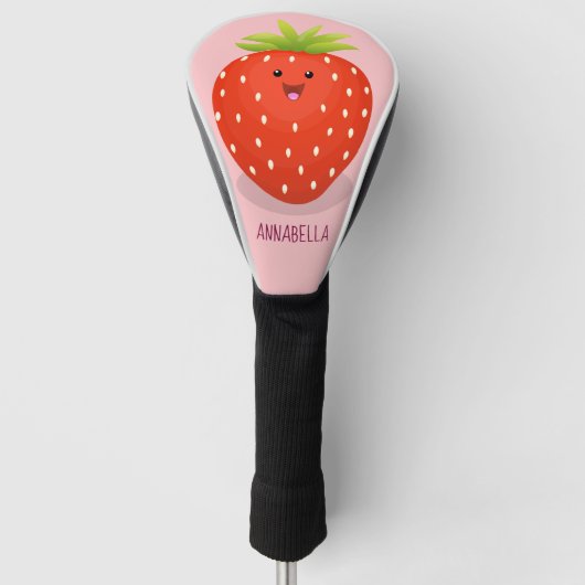 Couvre-club De Golf Illustration de la fraise Cute kawaii (Devant)
