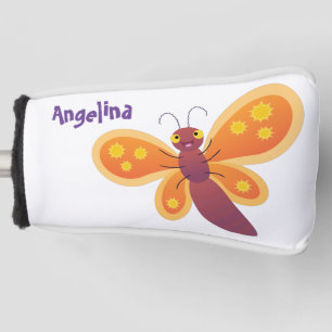 Couvre-club De Golf Illustration de papillon orange heureux de style d