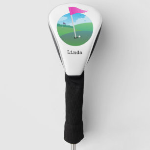 Couvre-club De Golf Illustration du drapeau de golf rose