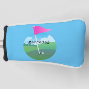 Couvre-club De Golf Illustration du drapeau de golf rose