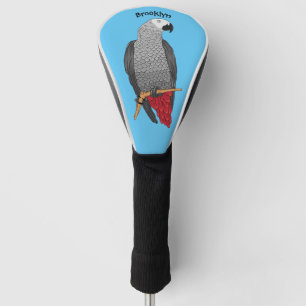 Couvre-club De Golf Illustration d'un perroquet gris en Afrique