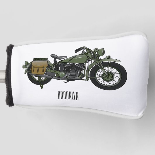 Couvre-club De Golf Illustration d'une moto de croiseur militaire (Devant)