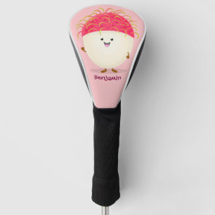 Couvre-club De Golf Illustration mignon du ramboutan rose