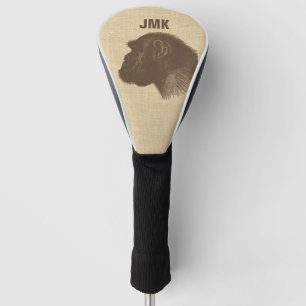 Couvre-club De Golf Illustration personnalisée de chimpanzé vintage