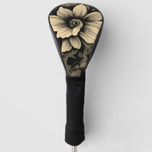 Couvre-club De Golf Impression florale vintage ton sépia