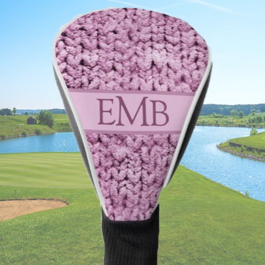 Couvre-club De Golf Imprimé Knit rose Conception Monogramme personnali