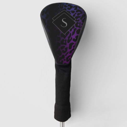 Couvre-club De Golf Imprimé léopard violet monogrammé (Devant)