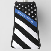 Couvre-club De Golf Indicateur Monogramme de ligne bleue mince (Tourné à 90°)