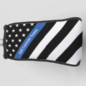 Couvre-club De Golf Indicateur Monogramme de ligne bleue mince (Devant)