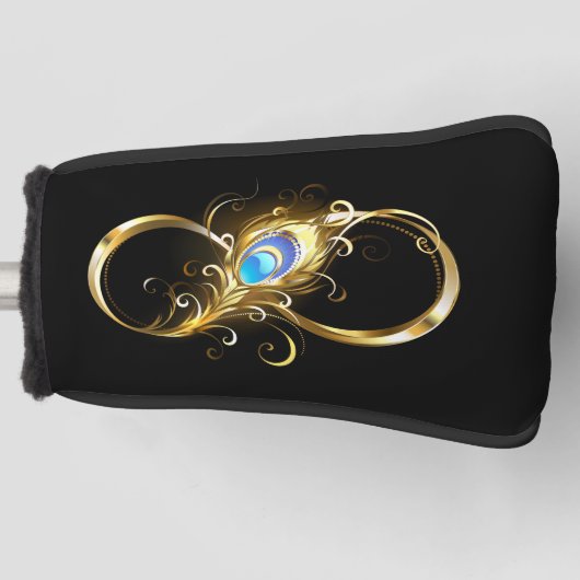 Couvre-club De Golf Infinité avec plume de paon doré (Devant)