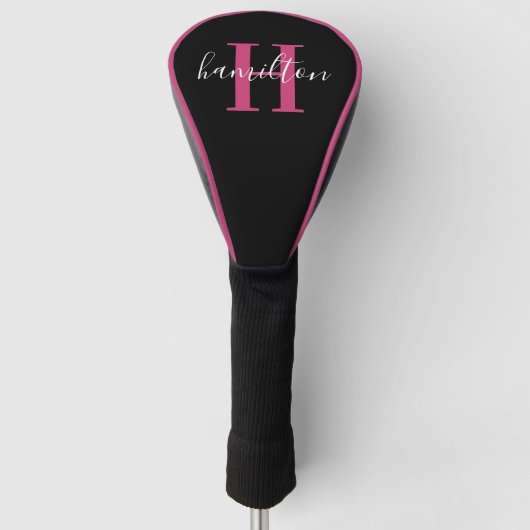 Couvre-club De Golf Initiale de monogramme rose élégant (Devant)