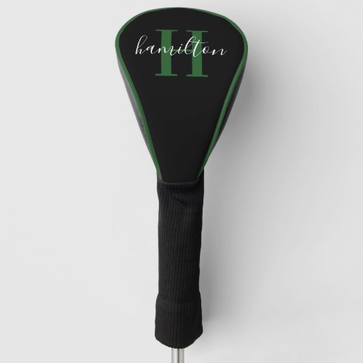 Couvre-club De Golf Initiale de nom de monogramme vert élégant (Devant)