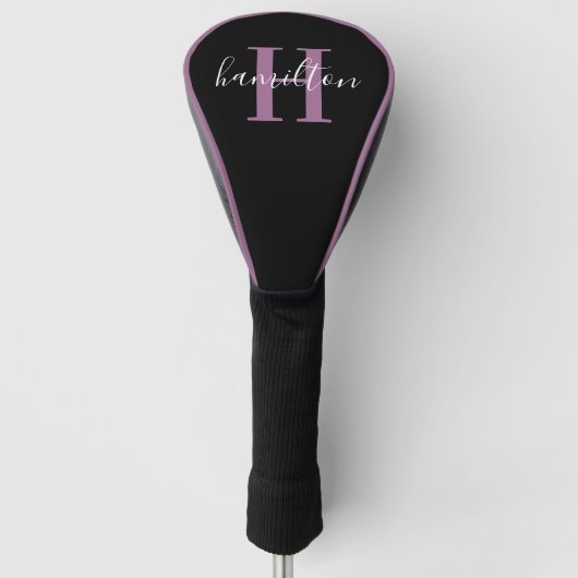 Couvre-club De Golf Initiale de nom en monogramme violet élégant (Devant)