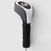Couvre-club De Golf Initiale en monogramme noir et blanc (Incliné)