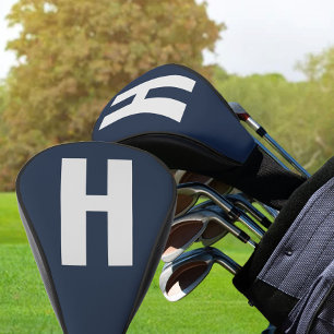 Couvre-club De Golf Initiale surdimensionnée Minimaliste Bleu et Gris