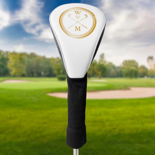 Couvre-club De Golf Initiales de monogramme en or moderne