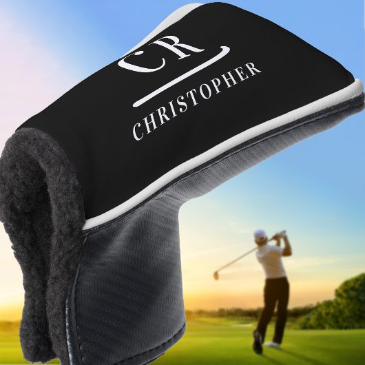 Couvre-club De Golf Initiales de nom de monogramme moderne élégant Put