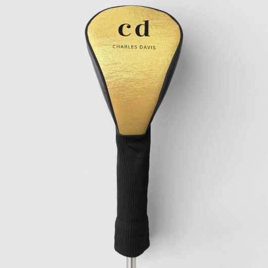 Couvre-club De Golf Initiales de nom en monogramme doré (Devant)