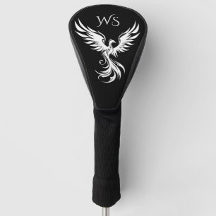 Couvre-club De Golf Initiales du monogramme noir et blanc du Phoenix a