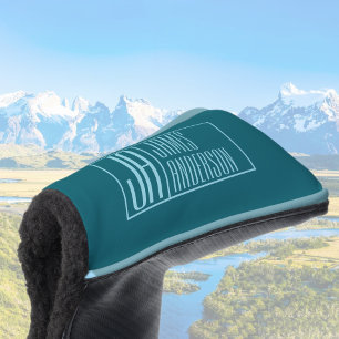 Couvre-club De Golf Initiales et nom modernes   Turquoise foncé et ble