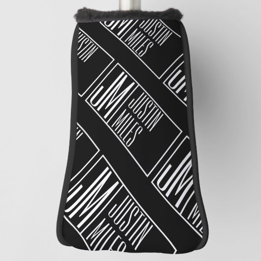 Couvre-club De Golf Initiales modernes avec nom Monogram Motif (Tourné à 90°)