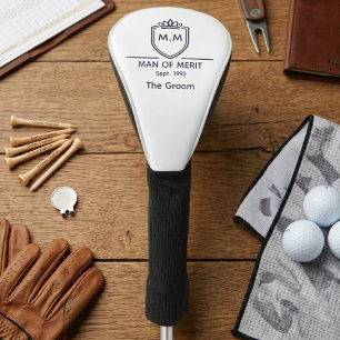 Couvre-club De Golf Initiales Monogramme du Marié Nom Homme de Mérite