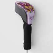 Couvre-club De Golf Initiales Monogramme Floral Papillon Élégant (Incliné)