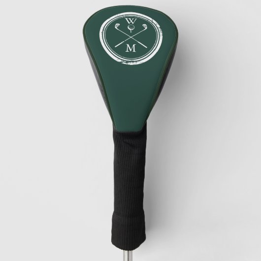 Couvre-club De Golf Initiales Monogramme Moderne Vert Émeraude (Devant)