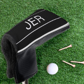 Couvre-club De Golf Initiales Monogramme Noir Blanc