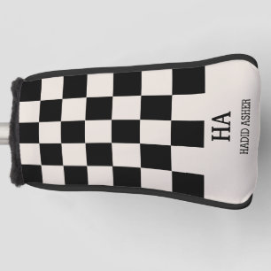 Couvre-club De Golf Initiales Monogrammées Rétro à Carreaux Esthétique