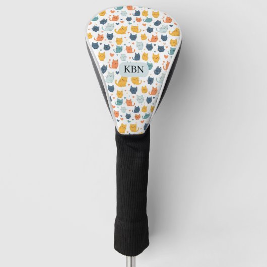 Couvre-club De Golf Initiales Monogrammes de Chats Fantaisistes (Devant)