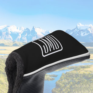 Couvre-club De Golf Initiales monogrammes modernes Noir & Blanc