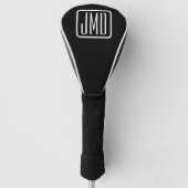 Couvre-club De Golf Initiales monogrammes modernes | Noir & Blanc (Devant)