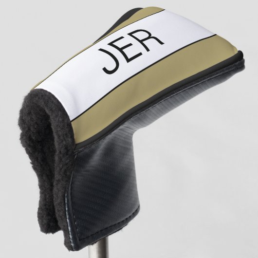 Couvre-club De Golf Initiales personnalisées Monogram Gold Black Putte (Devant 3/4)