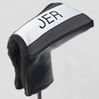 Couvre-club De Golf Initiales personnalisées Monogrammes Gris foncé Pu