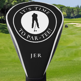 Couvre-club De Golf It’s Time to Par-Tee Black & White Monogram