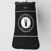 Couvre-club De Golf It’s Time to Par-Tee Black & White Monogram Golfer (Tourné à 90°)