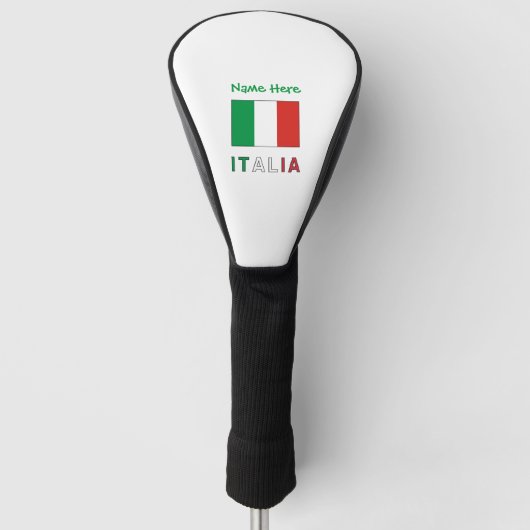 Couvre-club De Golf Italia Bandiera Italiana Personnalisation verte (Devant)