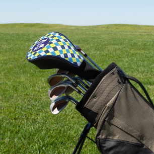 Couvre-club De Golf Jacquard de citron de framboise bleu Preppy Monogr