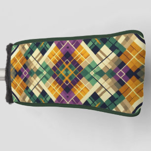 Couvre-club De Golf Jacquard Mardi Gras jaune violet vert