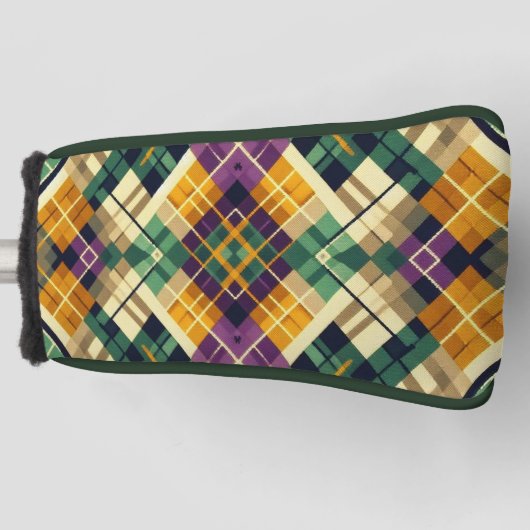 Couvre-club De Golf Jacquard Mardi Gras jaune violet vert (Devant)